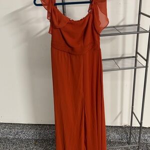 Ever Pretty Orange Ruffle Strap Maxi Dress